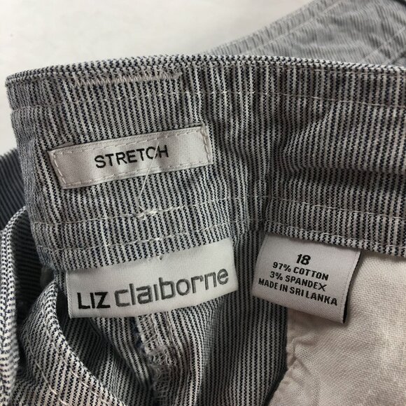LIZ CLAIBORNE STRETCH BLUE STRIPED 4-POCKET SHORTS WOMENS SIZE 18 - Picture 4 of 4